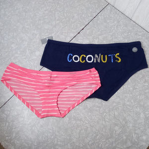 🆕 Set of 2 Aerie Boybrief Undies ~ Coconuts + Peach XXL, Cotton + Poly Stretch